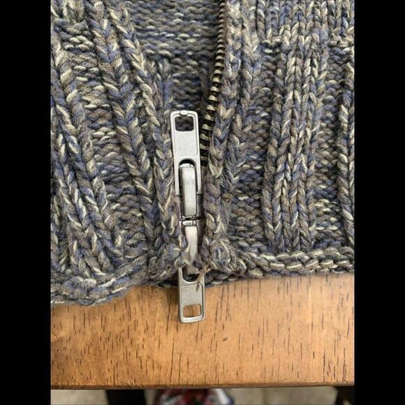 Express Mens Sz L Full Zip Sweater Jacket y2k Chunky Heavy Grunge Academia Green - Picture 5 of 11